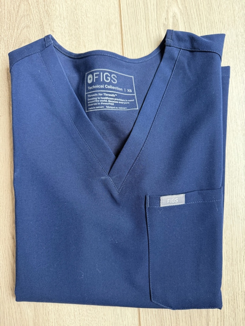 Figs Navy V-Neck Scrub Top